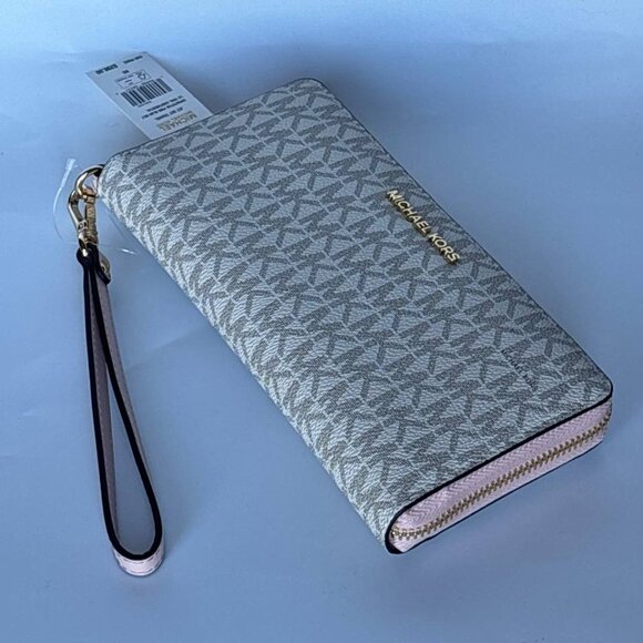 Michael Kors Jet Set Travel Continental Long Wallet Wristlet powdered blush - Picture 7 of 12